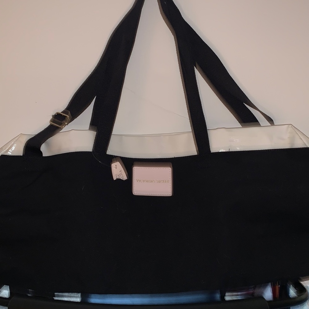 Victoria Secret Weekender Large Tote/Shoulder Bag. Black, pink and white.